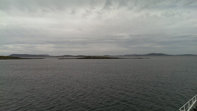 heading for the rocks under a lowering sky